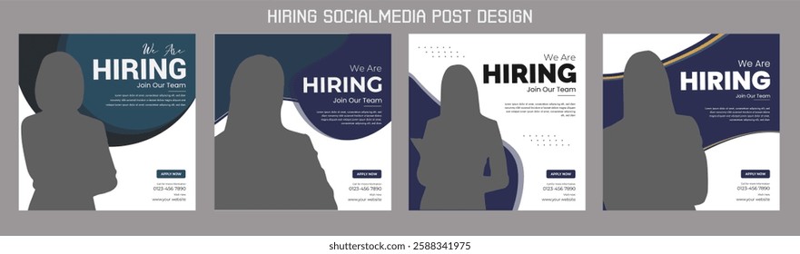 Join our team banners. We are hiring communication poster, help wanted advertising banner with speaker and vacant badge. Hr recruiting hire, vacancy job offer isolated vector signs set