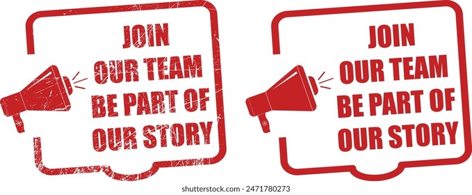 Join our team, be part of our story stamp, seal vector design