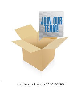 join our team box message. bussiness concept illustration. isolated over a white background