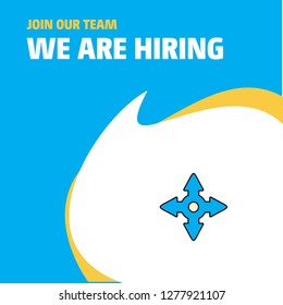 Join Our Team. Busienss Company Four way arrow We Are Hiring Poster Callout Design. Vector background