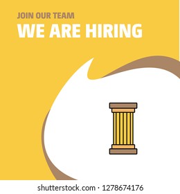 Join Our Team. Busienss Company Piller  We Are Hiring Poster Callout Design. Vector background