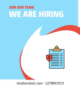 Join Our Team. Busienss Company Clipboard We Are Hiring Poster Callout Design. Vector background