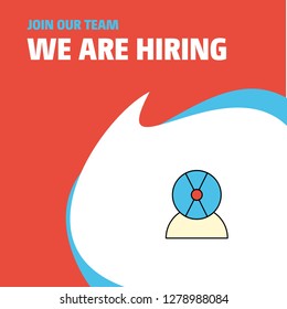 Join Our Team. Busienss Company Disk avatar We Are Hiring Poster Callout Design. Vector background