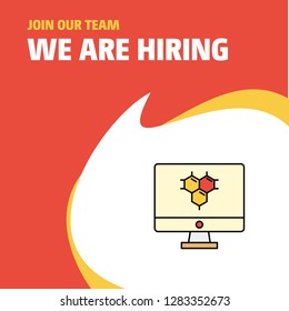 Join Our Team. Busienss Company Computer screen  We Are Hiring Poster Callout Design. Vector background