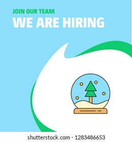 Join Our Team. Busienss Company Christmas globe We Are Hiring Poster Callout Design. Vector background