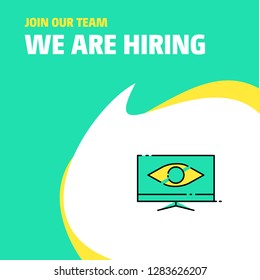 Join Our Team. Busienss Company Monitor  We Are Hiring Poster Callout Design. Vector background