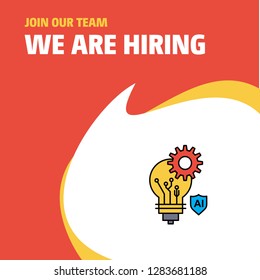 Join Our Team. Busienss Company Bulb setting We Are Hiring Poster Callout Design. Vector background