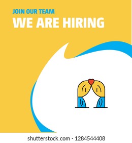 Join Our Team. Busienss Company Curtain We Are Hiring Poster Callout Design. Vector background