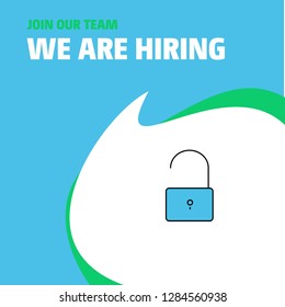 Join Our Team. Busienss Company Unlock  We Are Hiring Poster Callout Design. Vector background