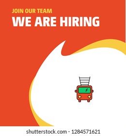 Join Our Team. Busienss Company Fire brigade truck  We Are Hiring Poster Callout Design. Vector background