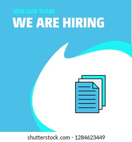 Join Our Team. Busienss Company Document We Are Hiring Poster Callout Design. Vector background