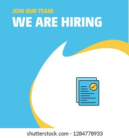 Join Our Team. Busienss Company Text document We Are Hiring Poster Callout Design. Vector background