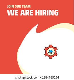 Join Our Team. Busienss Company Cloud setting We Are Hiring Poster Callout Design. Vector background