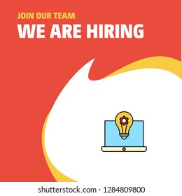 Join Our Team. Busienss Company Laptop  We Are Hiring Poster Callout Design. Vector background