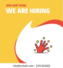 Join Our Team. Busienss Company Magical hands We Are Hiring Poster Callout Design. Vector background