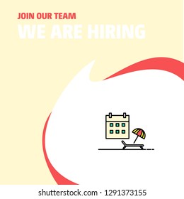 Join Our Team. Busienss Company Beach We Are Hiring Poster Callout Design. Vector background