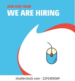 Join Our Team. Busienss Company Mouse  We Are Hiring Poster Callout Design. Vector background