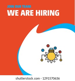 Join Our Team. Busienss Company Bulb setting  We Are Hiring Poster Callout Design. Vector background