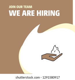 Join Our Team. Busienss Company Shaving foam  We Are Hiring Poster Callout Design. Vector background