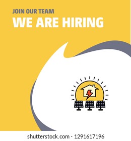 Join Our Team. Busienss Company Solar panel We Are Hiring Poster Callout Design. Vector background