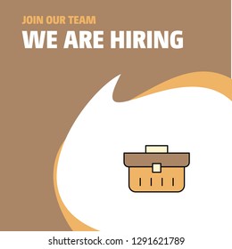 Join Our Team. Busienss Company Breifcase  We Are Hiring Poster Callout Design. Vector background