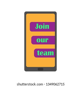 Join our team. Business recruitment vector concept. Job opportunity. Hiring employee. Social network people group illustration. Recruitment, hr. Creative business concept. Job search. Business team