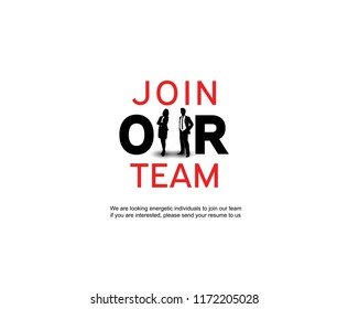 Join our team with businessman and businesswoman concept design isolated white background