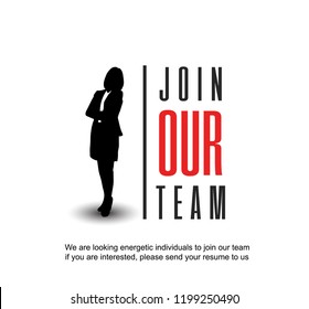 Join Our Team With Businesswoman Silhouette For Recruitment Purpose