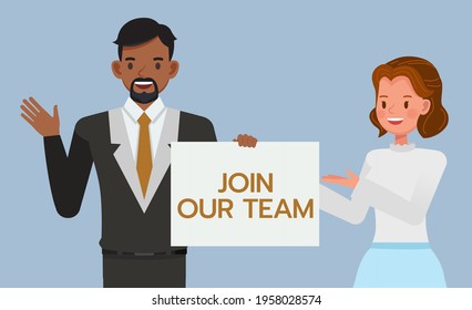 Join our team concept. Business people teamwork character vector design.
