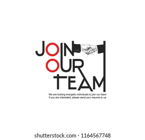 Join our team concept design with shaking hands. Vector illustration hand drawing style