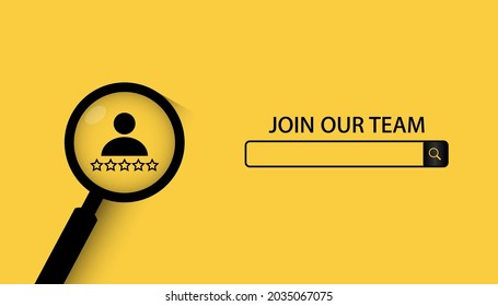 Join our team concept. Minimal business recruiting announcement.