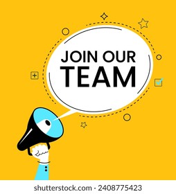 Join our team concept. WE'RE HIRING banner. Open Recruitment Creative Ad.Looking for Talents Advertising. Job Vacancy Design. Business Recruitment Concept.