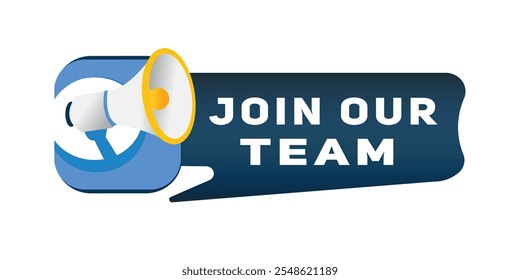 Join our team element for banner announce, flat vector sign illustration isolated advertising symbol