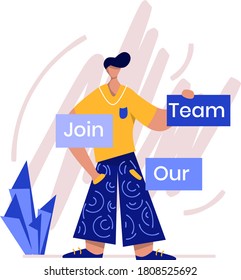 Join Our Team Illustration, the concept of recruitment, can be used for landing pages, web, ui, banners, templates, backgrounds, flyer, posters, development