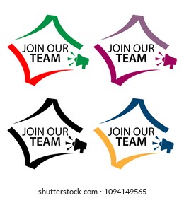 Join our team with megaphone icon. Flat vector illustration on white background.