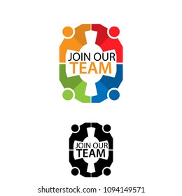 Join our team with people icon. Flat vector illustration on white background.
