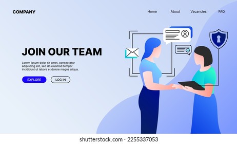 Join Our Team. Recruitment Illustration. Landing Page Concept. Vector illustration