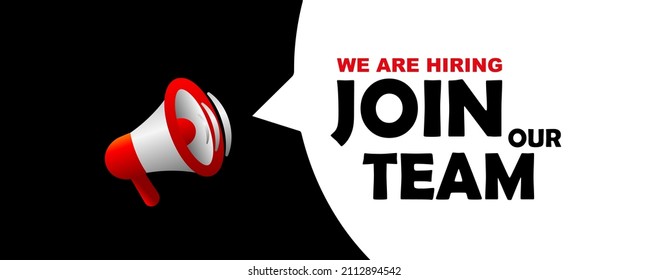 join our team sign on white background