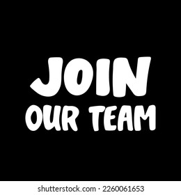 Join our team with sign vacant office chair white brush. Business recruiting concept with hand drawing style on yellow background