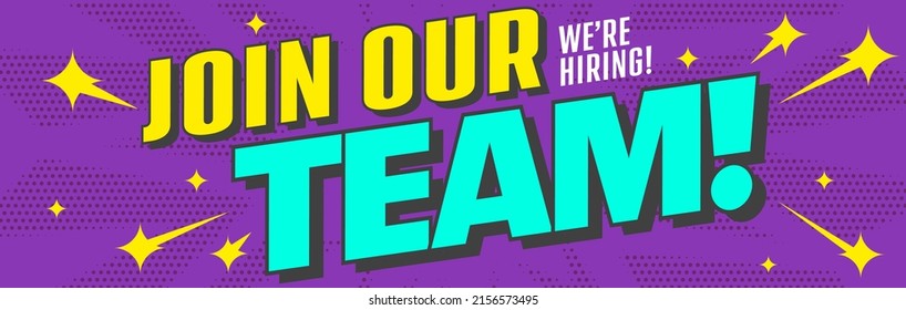 Join our team text advertisement template. Job vacancy offer announcement design. Hiring banner on abstract background vector illustration