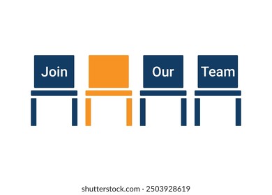 Join our team text banner with empty chairs vector illustration.