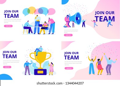 Join our team vector illustration concept. People together, teamwork. Flat style  illustration for web.