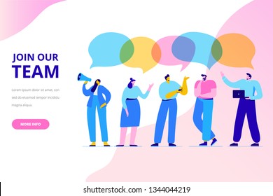 Join our team vector illustration concept. People together, teamwork. Flat style  illustration for web.