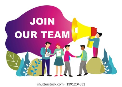 join our team vector illustration  concept, a man shouted on megaphone, can use for landing page,web page,ui