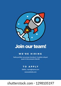 Join Our Team We Are Hiring Poster Design with Rocket Illustration