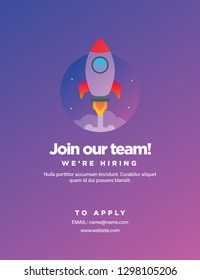 Join Our Team We Are Hiring Poster Design with Rocket Illustration