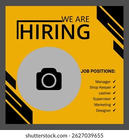 Join Our Team, We are Hiring.Hiring Workflow Interface with Floating Resumes and yellow Checkmark Selection.