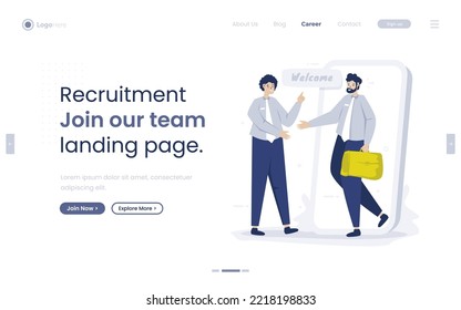 Únase a nuestro equipo, bienvenidos a la nueva ilustración del compañero de equipo en el diseño de banners web