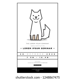 Join the Paw-ty Invitation Design with Cute Cat Illustration Where and When Details