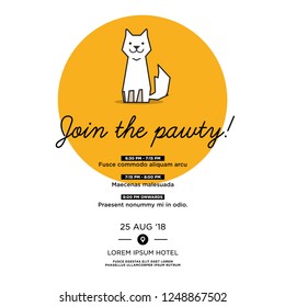 Join the Paw-ty Invitation Design with Cute Cat Illustration Where and When Details